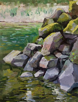 "On the Rocks" • Oil on board • 14" x 11" • $200