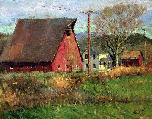 "The Red Barn" • Oil on board • 11" x 14"