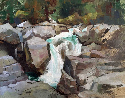 "Rocky Falls" • Oil on board • 11" x 14" • $300