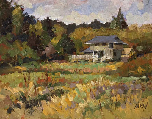 "House on Driftwood Shores" • Oil on board • 11" x 14" • $300