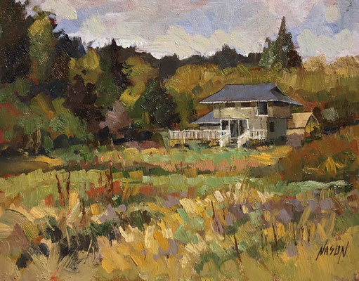 "House on Driftwood Shores" • Oil on board • 11" x 14" • $300