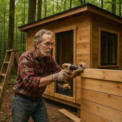 May 11, 2025. A ChatGPT rendering of me building a structure (not a real photo!).