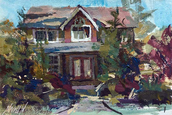 "Home Sweet Home" • Gouache on paper • 6" x 9"