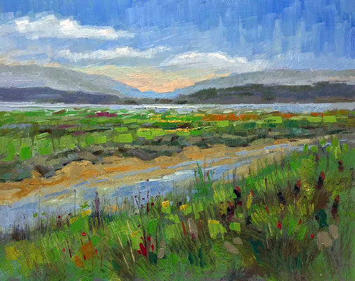 "Sundown at Iverson Spit" • Oil on board • 11" x 14" • $300