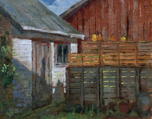 "Four Pumpkins" • Oil on board • 11" x 14" • $300