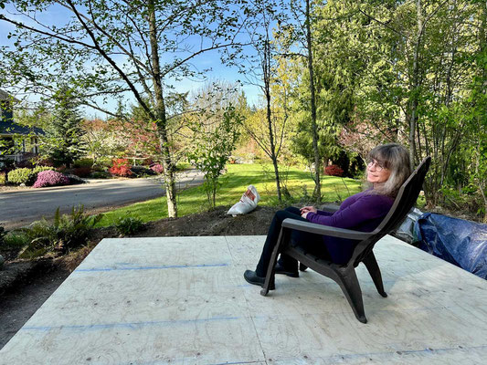 April 14, 2025. With the floor done, Lisa takes in the view.