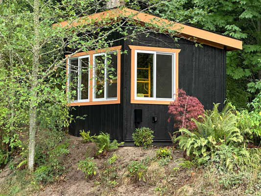 August 29, 2025. The exterior is completed! I also planted a few shrubs around the slope up to the structure, which will improve the look, in time.