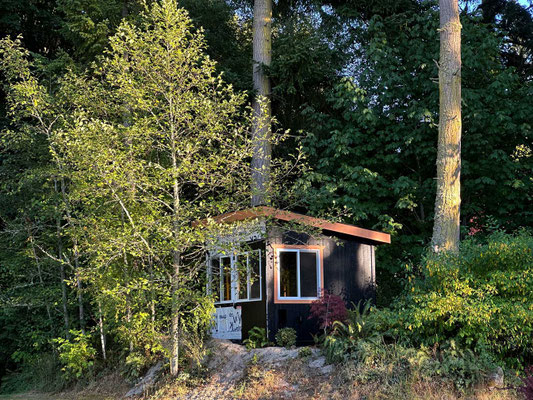 August 10, 2025. The studio seen from a distance, among the surrounding trees.