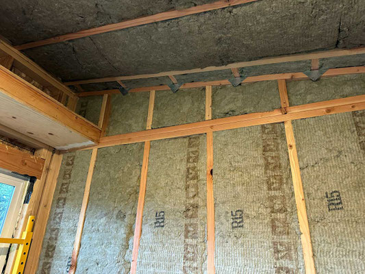September 12, 2025. Insulation placed on the first wall.