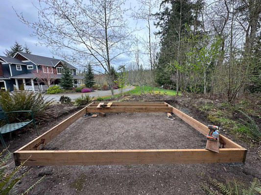 March 27, 2025. The rim-joists were placed on foundation supports and I began installing the first of many floor joists.
