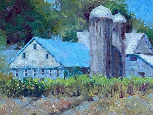 "Two Silos" • Oil on board • 12" x 16" • $375