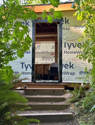 June 30, 2025. Flashing the doorway in preparation for the door installation.
