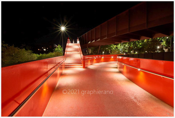 Darmstadt Brücke am Mozartturm Blaue Stunde