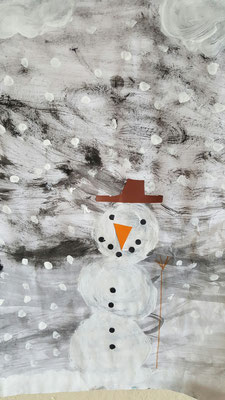 Schneemannbild - Klasse 1a