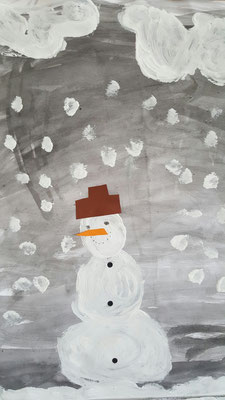 Schneemannbild - Klasse 1a