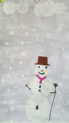 Schneemannbild - Klasse 1a