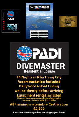 Rainbow Divers Vietnam PADI Dive Center | PADI Divemaster internship details banner
