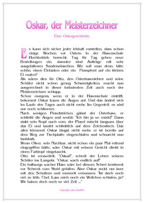Oskar, der Meisterzeichner, Eine Ostergeschichte für Kinder, Seite 1