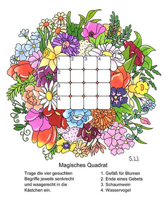 Magisches Quadrat in einem Blumenstrauß, Bilderrätsel