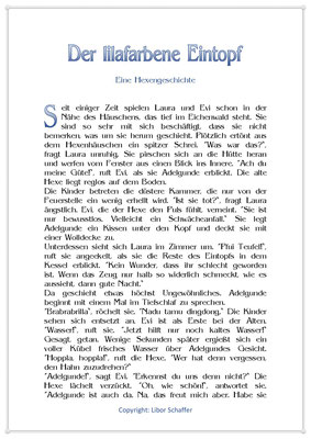 Der lilafarbene Eintopf, Eine Hexengeschichte für Kinder, Seite 1