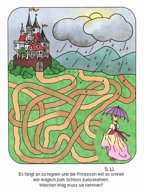 Labyrinth mit Prinzessin und Schloss, Bilderrätsel