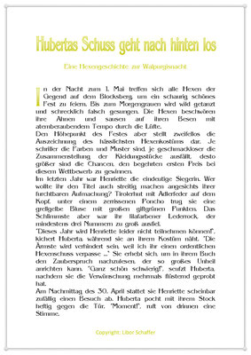 Hubertas Schuss geht nach hinten los, Eine Kindergeschichte zur Walpurgisnacht, Seite 1