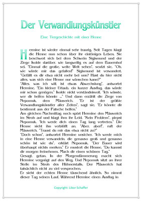 Der Verwandlungskünstler, Eine Kindergeschichte mit einer Henne, Seite 1