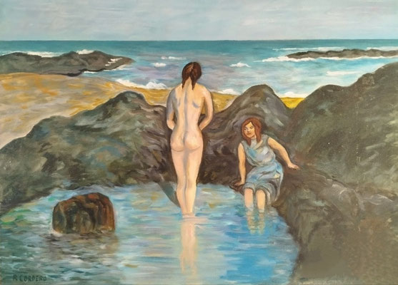 COPIA DE - BAÑISTA EN REÑACA POR BENITO REBOLLEDO (1880-1964) - AUTOR RAQUEL CORDERO CUEVAS