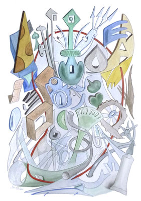 Mats Müller, Röda tråden, 40x30cm