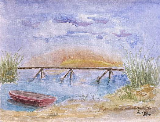 Mats Müller, Solnedgång, 48x36cm