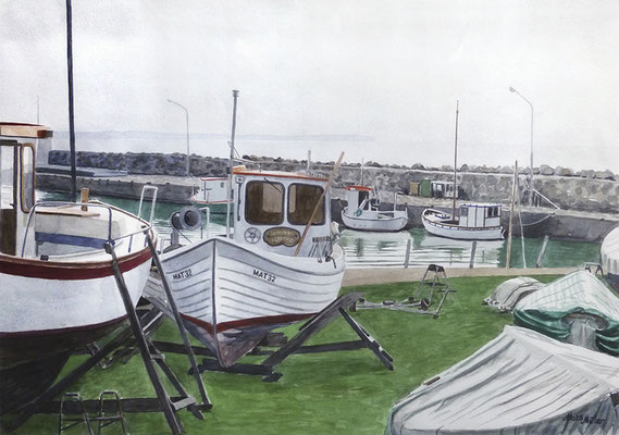 Mats Müller, Lerbergets hamn, 57x40cm