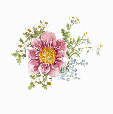 Mats Müller, Blomstersmycke, 32x24cm