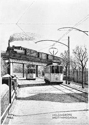 Mats Müller, Drottninggatan Helsingborg, 30x21cm