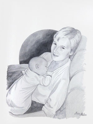 Mats Müller, Eva med Jonas-1, 32x24cm
