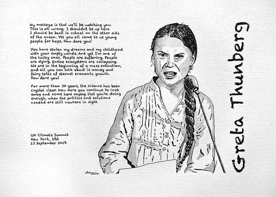 Mats Müller, Greta Thunberg-1, 35x25cm