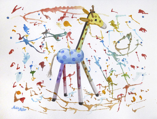Mats Müller, Giraff, 32x24cm