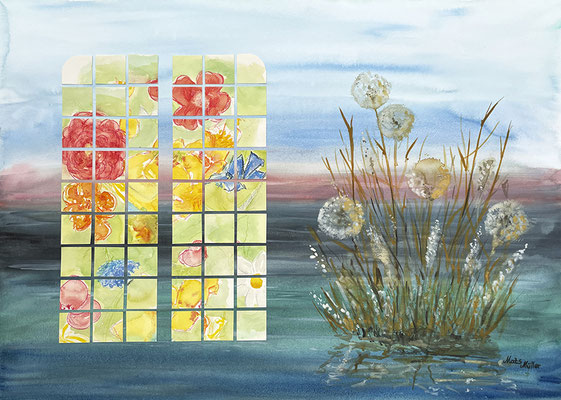 MatsMüller, Blomsterfönster, 76x56cm