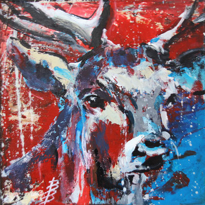 Buntwild rot 20x20 Acryl