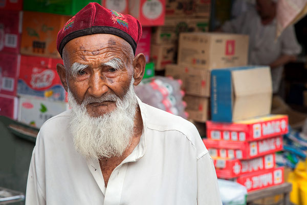 Alter Herr in Kashgar, Xinjiang, China