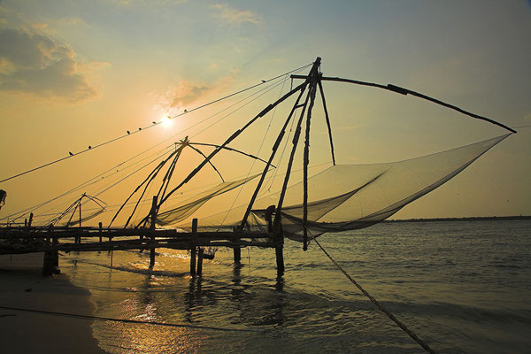 Chinesische Fischernetze nahe Kochi Indien