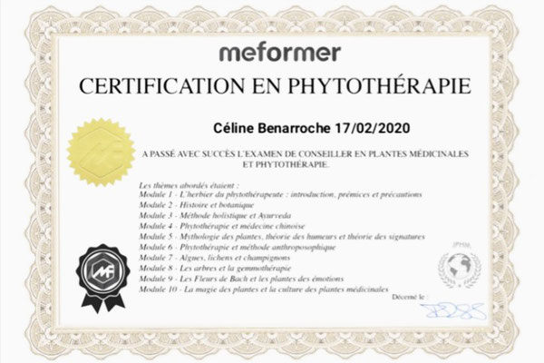 Certificat Conseiller en Phytothérapie 2020