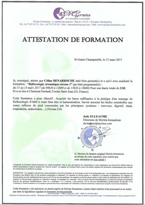 Certificat de Praticien Réflexologie Plantaire Niveau 2/2 : 2017