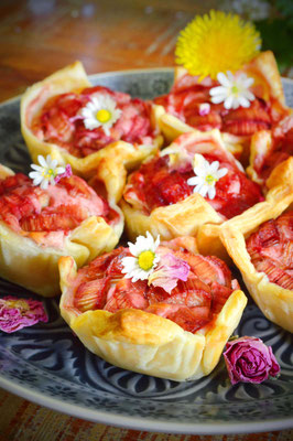 Rhabarber-Hibiskus-Cheescakes