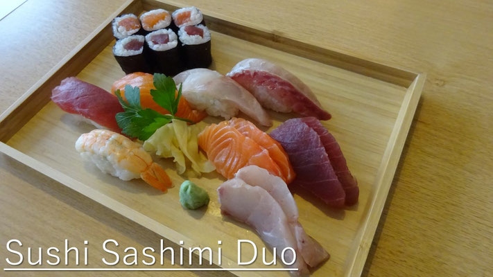 sushi sashimi duo (5p sushi +6tranches sashimi +6p maki) 20 euro