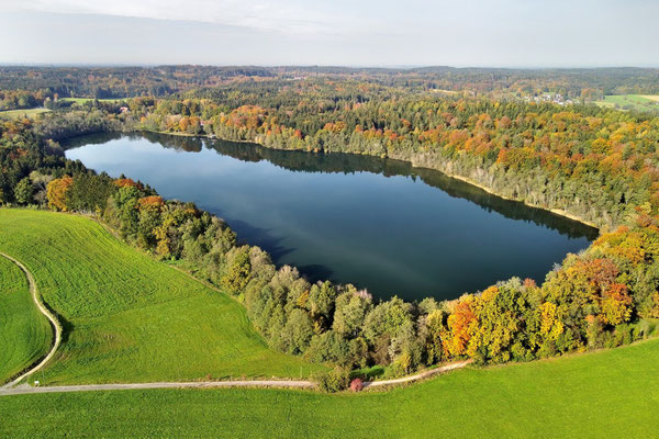 Drohnenfoto - Vogelperspektive - Drohne - Drohnenbild - Luftaufnahme - See - Sommer - Moosach - Stein See