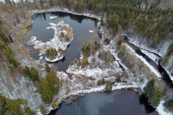 Drohnenfoto - Vogelperspektive - Drohne - Drohnenbild - Luftaufnahme - See - Deixlfurter See - Tutzing - Fünfseenland - Muster - Formationen - Winter