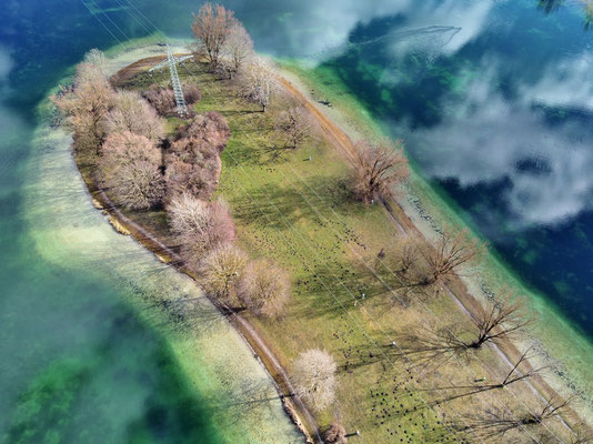Drohnenfoto - Vogelperspektive - Drohne - Drohnenbild - Luftaufnahme - See - München - Unterföhring - Feringasee - Halbinsel