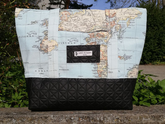 Travel the world, geometrisch schwarzes Leder