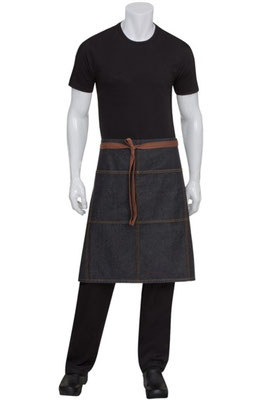 AW049BLK MANDIL MEDIO CON DOS BOLSILLOS DE MEZCLILLA COLOR NEGRO MARCA CHEFWORKS