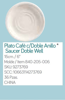 PLATO CAFE CON DOBLE ANILLO 6" WORLD TABLEWARE